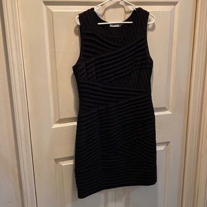 Calvin Klein Black Side Zip Rouche Dress - Size 14